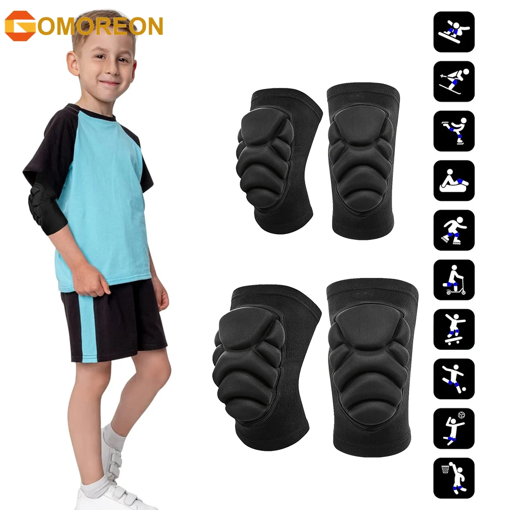 Cycling Protective Gear Kids - 子供用膝と肘パッド ハニカム圧縮スリーブパッド ガード スポーツ保護具 バスケットボール フットボール