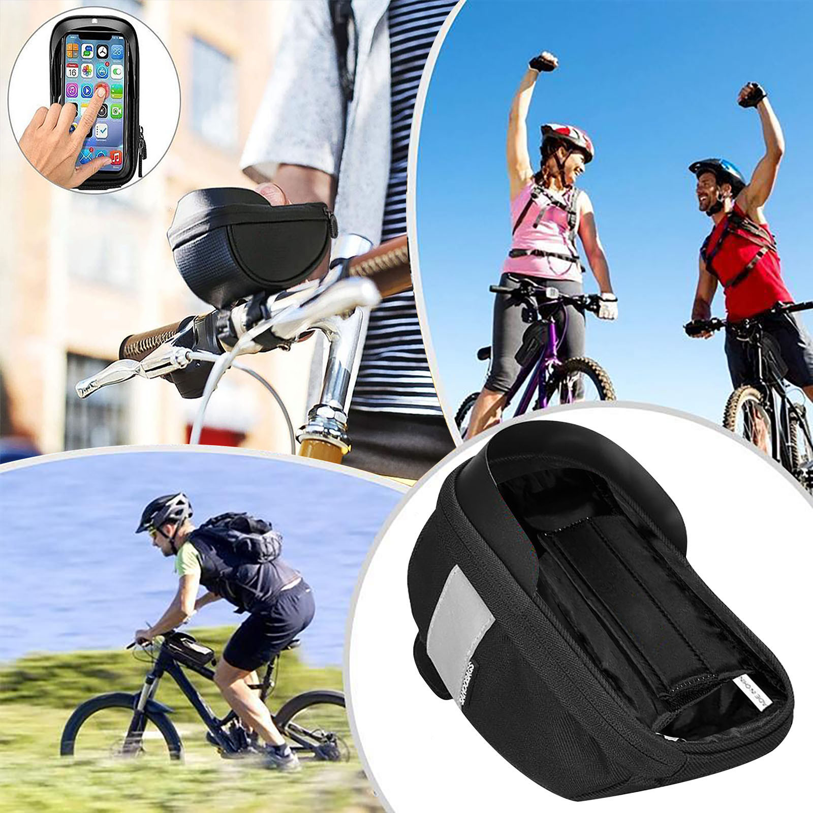 Cycling Gear Display - 防水自転車電話バッグハンドルバーポーチスクリーンバイクフレームパニアサイクリングマウントケースアクセサリー屋外ライディングギア T1