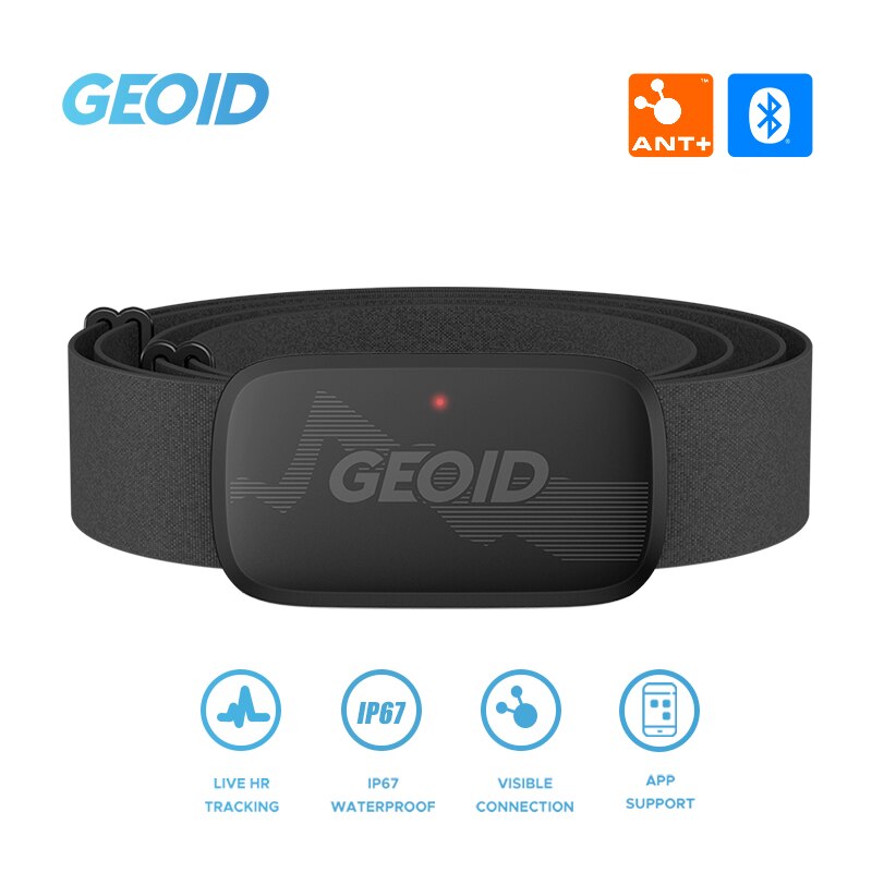 Cycling Heart Rate Monitor - 心拍数モニター,フィットネス機器,Bluetoothセンサー,胸部ストラップトラッキング,LEDライト,GEOID-HS500
