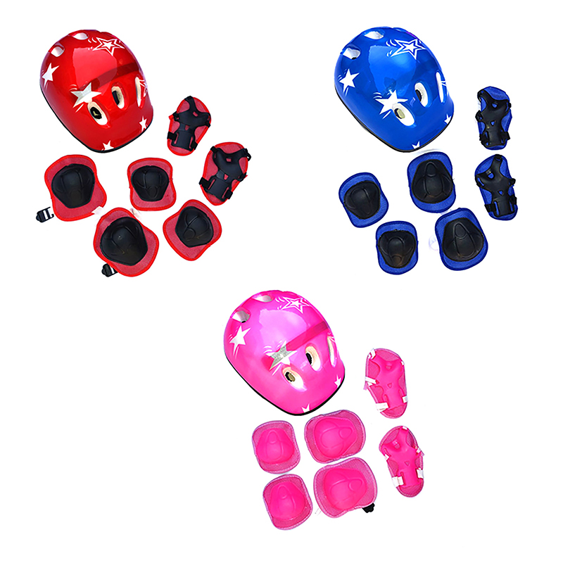 Cycling Protective Gear Kids - 新製品-7点セット 子供用サイクリング保護具 バイクヘルメット 膝・手首・肘ガード ローラーサイクリングスポーツ用膝パッド、ヘルメットプロテクターセット