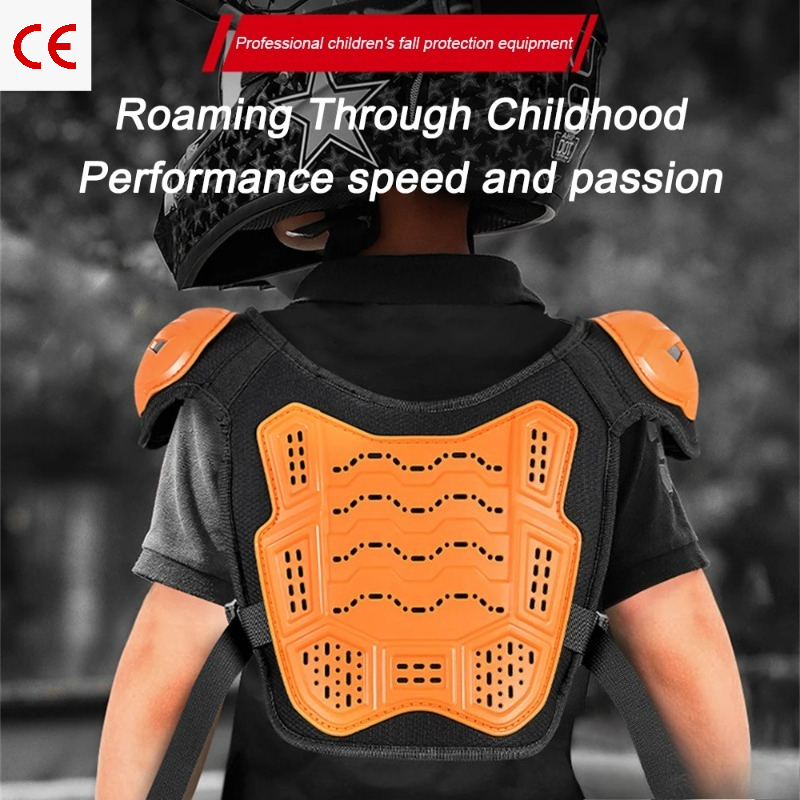 Cycling Protective Gear Kids - キッズモトフルアーマーセット、モトクロス保護ベストジャケット、子供用ライディング＆デイリーサイクリング用耐衝撃ギア（ニーパッド付き）