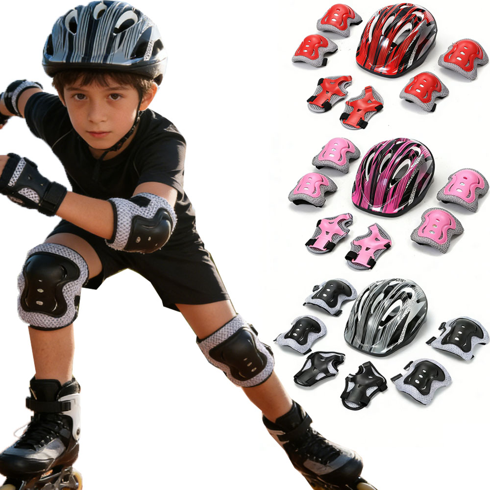 Cycling Protective Gear Kids - 自転車スポーツ保護具セット 調整可能な子供用安全スケートヘルメットパッドセット 48-55cm スケートボード/バイク/スケート/サイクリング用