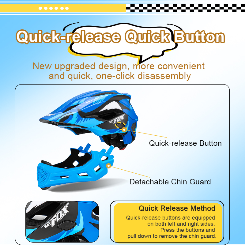 BATFOX キッズフルフェイスバイクヘルメット取り外し可能 - Cycling Protective Gear Kids のレビューと価格