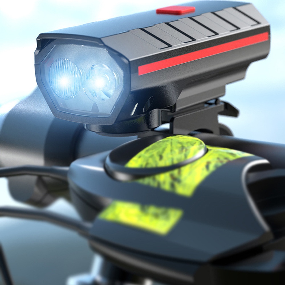 高性能ソーラー自転車ライト明るいLED懐中電灯警告ホーン付き - Cycling Gear Essentials のレビューと価格