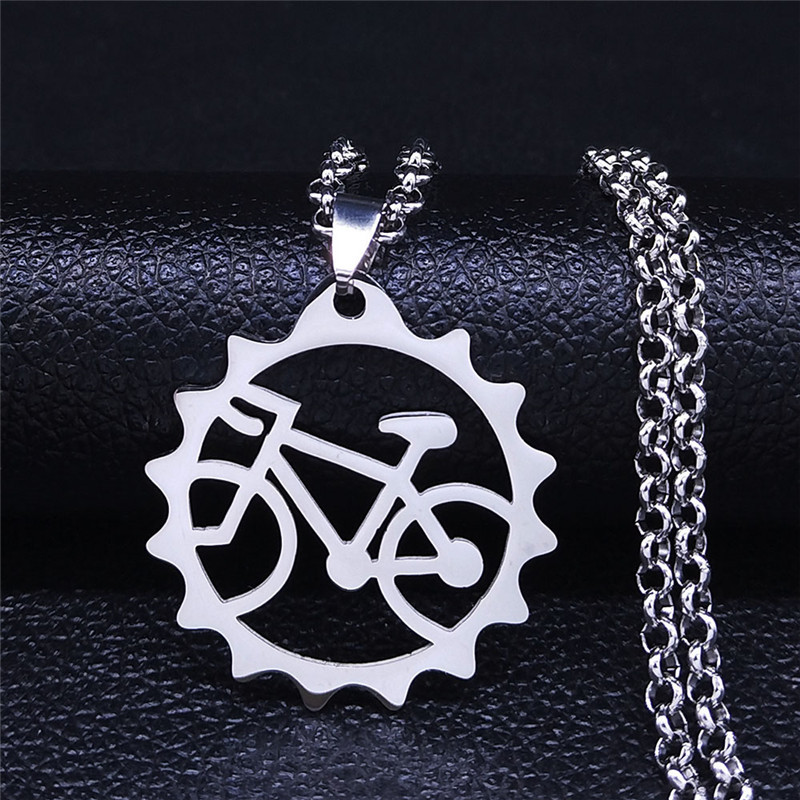 ステンレス鋼中空ギア自転車ペンダントネックレスカットアウトラ - Cycling Gear Gifts のレビューと価格